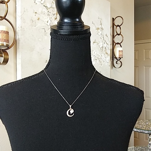 925 Sterling Silver Necklace With Letter C Pendant - Picture 6 of 17